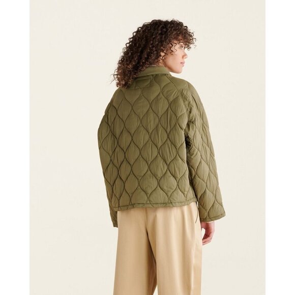 ROOTS Brooks Green Quilted Nylon Lightweight Boxy Jacket, Size L - Picture 4 of 16